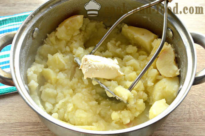 Perunat soseuttaa smetanaa - miten ruokaa perunamuusia, askel askeleelta resepti kuvat