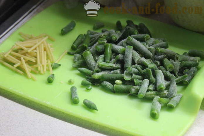 Meatless kasviskeitto vihreitä papuja - miten ruokaa kasviskeitto kotona, askel askeleelta resepti kuvat