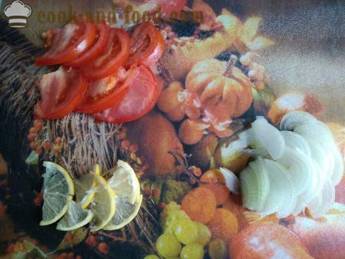Makrilli leivotaan tomaattia ja sitruuna folio - kuten leivotaan makrilli sitruunan uunissa, jossa askel askeleelta resepti kuvat
