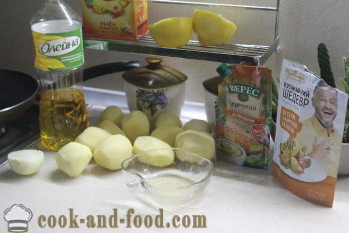 Uuniperunoita hunajaa ja sinappi uunissa - herkullisia kokki perunat reikään, askel askeleelta resepti phot
