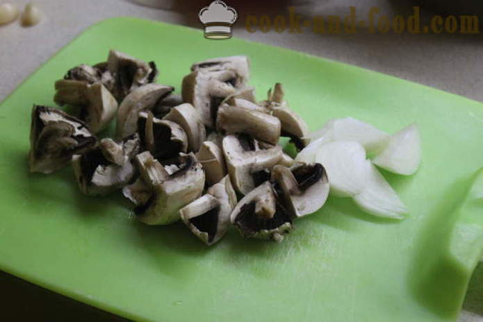 Lämmin sienisalaattia perunoiden - miten lämmin perunasalaatti sieniä, askel askeleelta resepti kuvat