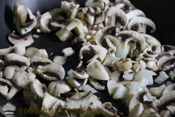 Rullattu kananrintaa täytettyjä sieniä ja perunoita - miten rullina kanaa, jossa askel askeleelta resepti kuvat