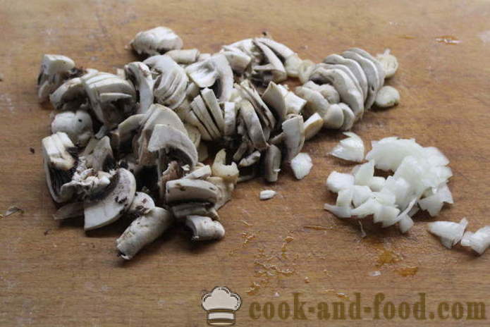 Rullattu kananrintaa täytettyjä sieniä ja perunoita - miten rullina kanaa, jossa askel askeleelta resepti kuvat