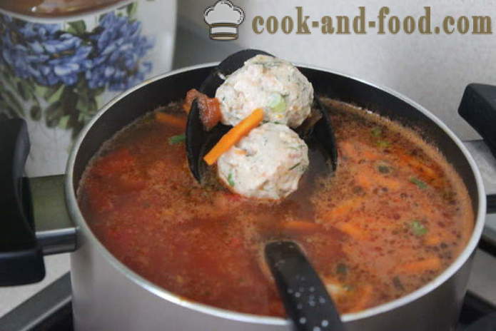 Papukeitto lihapullia - miten ruokaa keitto papuja ja lihapullia, askel askeleelta resepti kuvat