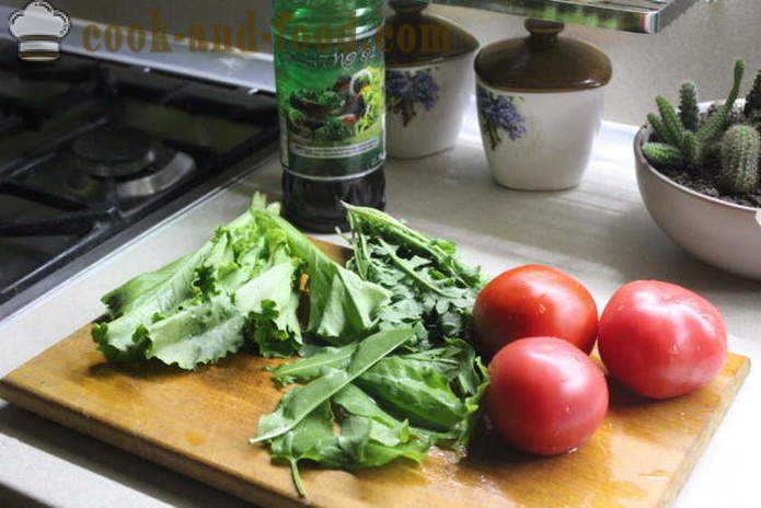 Herkullinen salaatti rucola ja tomaatit - miten valmistautua salaattia rucola, askel askeleelta resepti kuvat