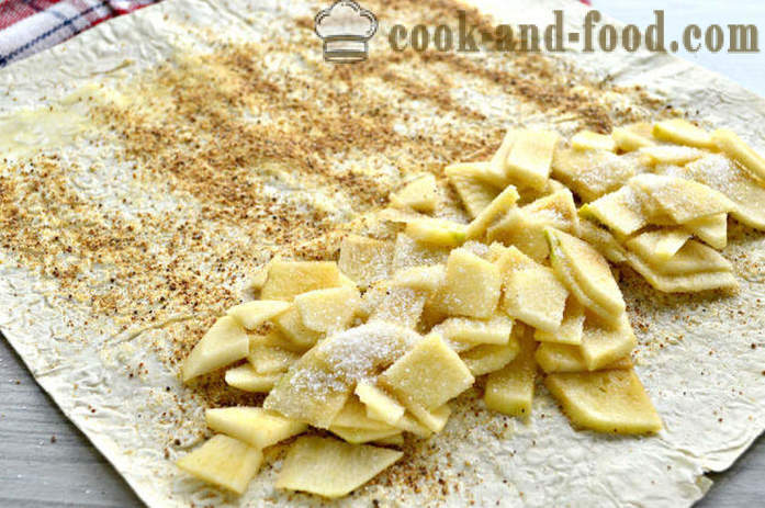 Omenapiirakkaa lavash - miten ruokaa strudel Pita uuniin, jossa askel askeleelta resepti kuvat