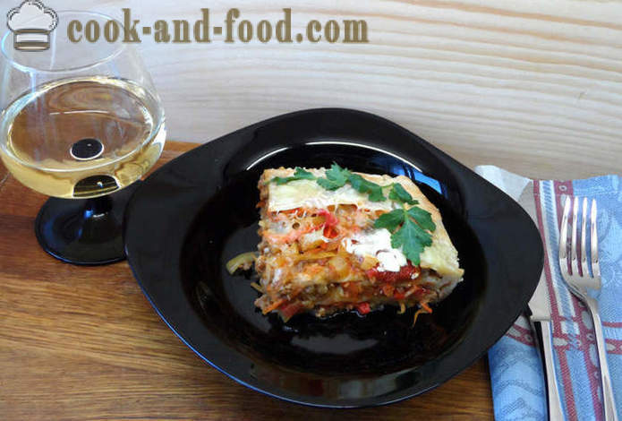 Ruokavalion lasagne vihanneksia ja lihaa - miten ruokaa lasagnea kotona, askel askeleelta resepti kuvat