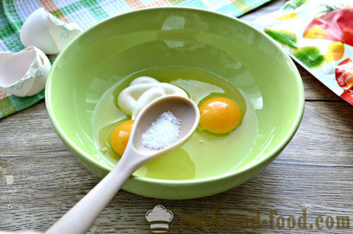 Muna rullina tärkkelyksen ja majoneesi - miten tehdä lettuja muna salaatti, askel askeleelta resepti kuvat