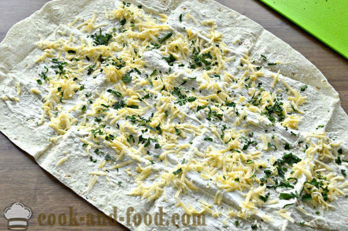 Kirjekuoret Pita juustoa ja yrttejä - miten kirjekuoria lavash juusto, askel askeleelta resepti kuvat