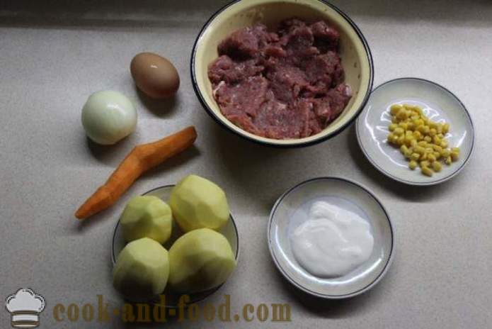Lihapullat paistetaan uunissa perunoita ja vihanneksia - miten ruokaa lihapullat uunissa, jossa askel askeleelta resepti kuvat