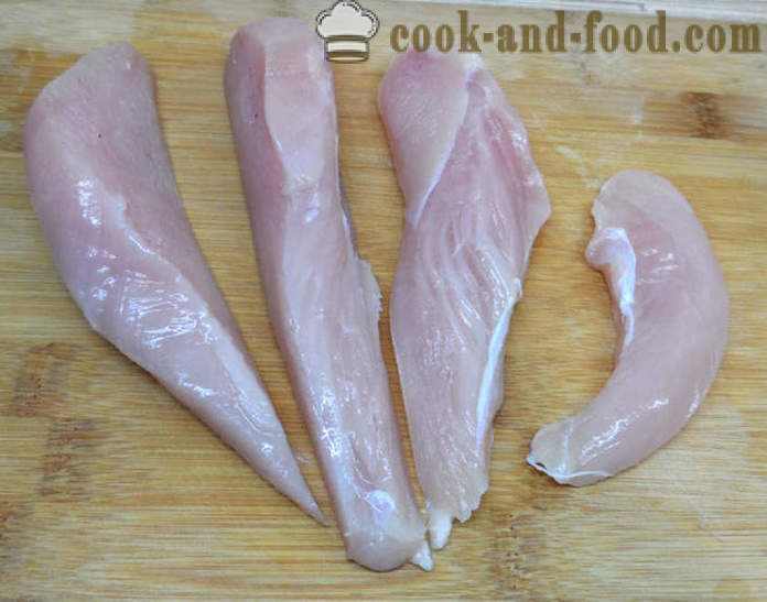 Kypsentämätöntä nykäisi broilerinrintaa kotona - miten tehdä nykäisi kana kotona, askel askeleelta resepti kuvat