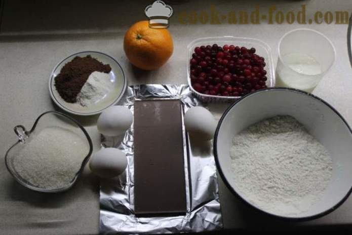 Karpalo muffinit suklaa kefir - miten ruokaa kakkuja suklaa ja karpaloita, askel askeleelta resepti kuvat