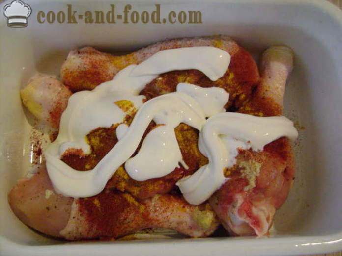 Paistettu kana koivet - miten ruokaa herkullinen kanan koivet uunissa, jossa askel askeleelta resepti kuvat