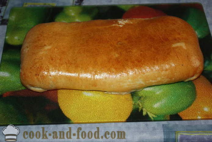 Keksit hiiva lehtitaikina täytettyjä kanaa ja perunaa - miten leipoa kakku kanaa ja perunaa uunissa, jossa askel askeleelta resepti kuvat