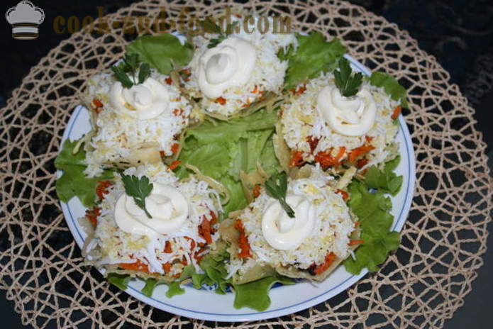 Herkullinen sieni salaatti cheese kori - miten tehdä juustoa koreja salaattia, askel askeleelta resepti kuvat