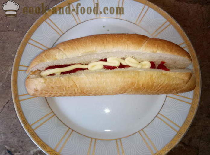 Herkullinen makkaraa makkaralla ja vihannekset - miten hot dog kotona, askel askeleelta resepti kuvat