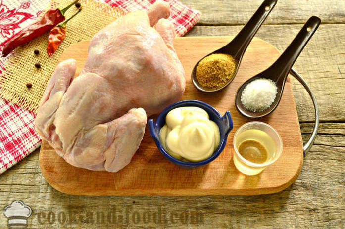 Kokonainen broileri paistettu folioon uunissa - miten ruokaa kanan uunissa folioon, jossa askel askeleelta resepti kuvat