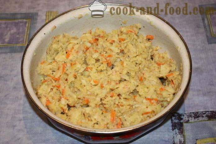 Peruna patties sipulia ja porkkanaa - miten ruokaa peruna patties perunat, jossa askel askeleelta resepti kuvat
