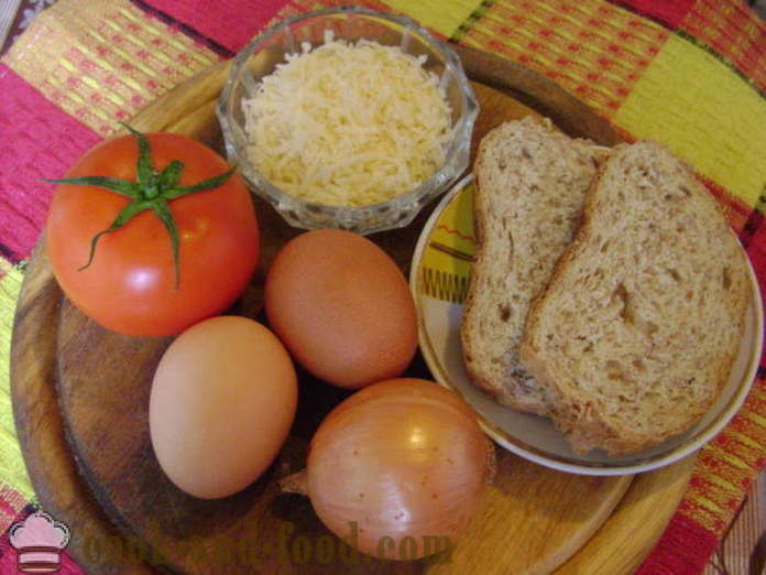 Salattu italiaksi - miten ruokaa munakokkelia tomaattia, juustoa ja leipää, jossa askel askeleelta resepti kuvat