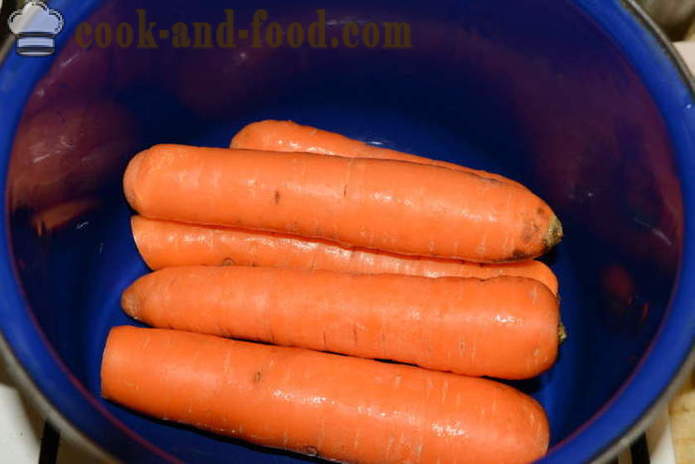 Miten ruokaa porkkanasalaattia ja Venäjän salaatti - miten ruokaa porkkanat kattilaan, jossa on askel askeleelta resepti kuvat