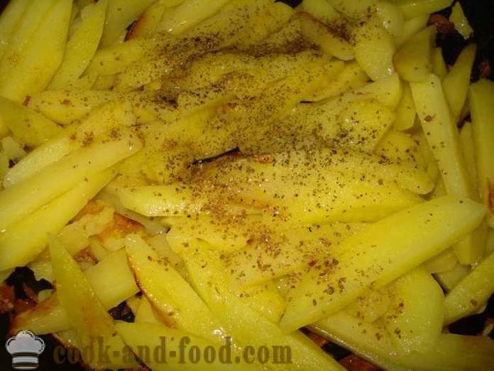 Paistetut perunat ja sipulia - miten ruokaa paistettuja perunoita ja sipulia pannulla, askel askeleelta resepti kuvat