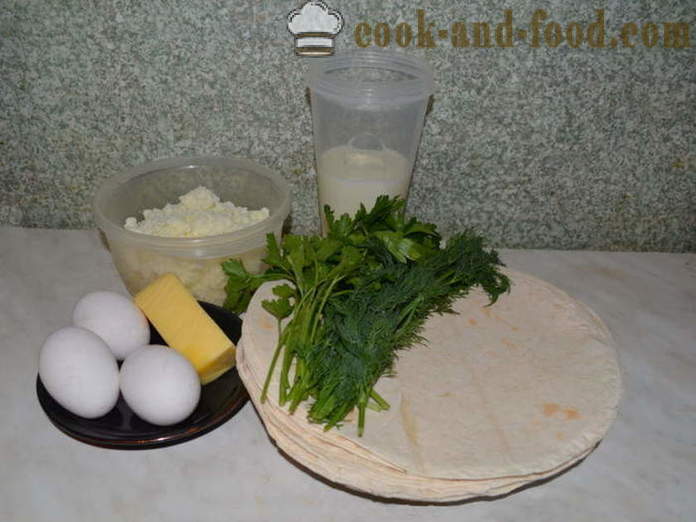 Pie pitaleipä juustolla uunissa - miten ruokaa piirakka pita juustoa ja yrttejä, joilla on askel askeleelta resepti kuvat