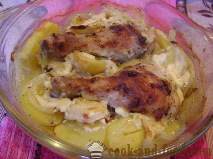 Kanaa koivet perunoita uunissa - miten ruokaa herkullinen kanan koipi perunoiden, askel askeleelta resepti kuvat