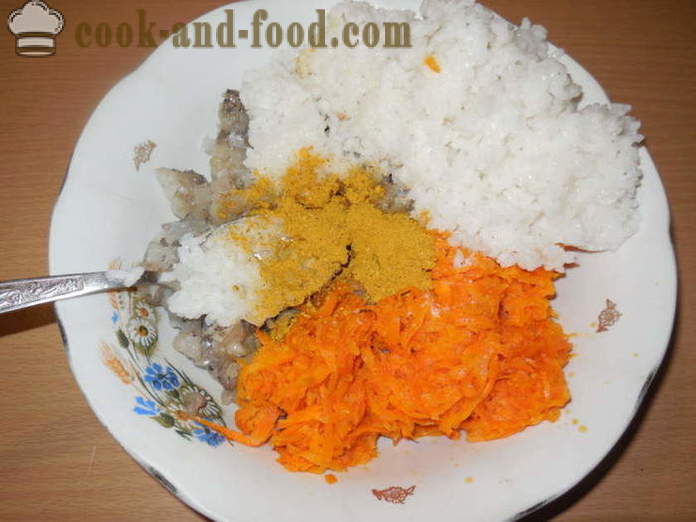 Delicious täytetyt kalat - miten ruokaa täytettyjä jauheliha kalaa ja riisiä, jossa askel askeleelta resepti kuvat