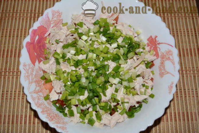 Herkullinen salaatti avokado ja broilerin rinta - miten valmistautua salaatti avokado ja kanaa, jossa askel askeleelta resepti kuvat