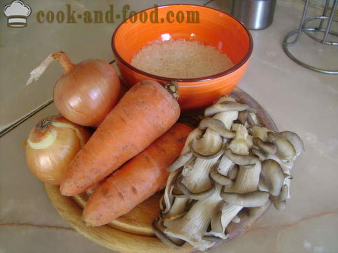 Meatless Pilaf sieniä pannulla - miten ruokaa meatless risotto sieniä, askel askeleelta resepti kuvat
