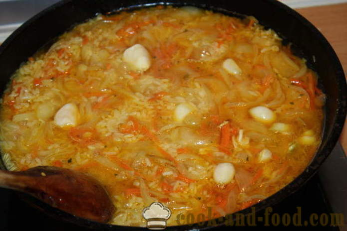 Herkullinen lisuke riisiä porkkanat, sipuli ja valkosipuli - miten ruokaa herkullinen lisäke riisiä, askel askeleelta resepti kuvat