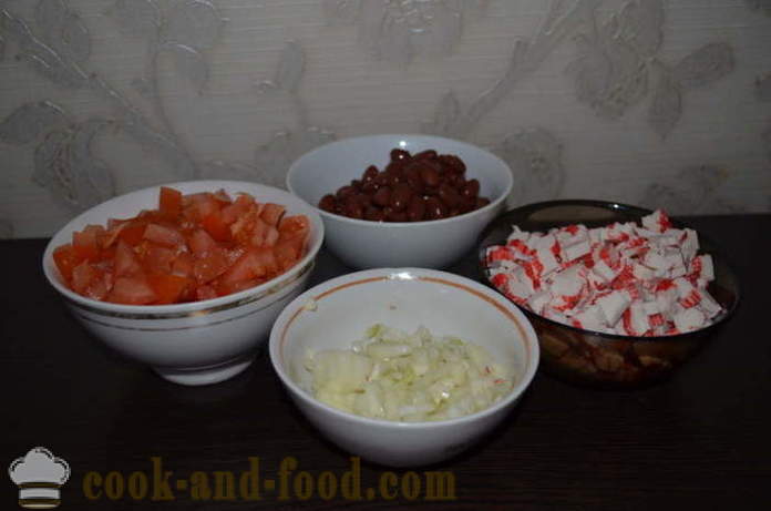 Yksinkertainen salaattia punaiset pavut tomaatit - miten valmistautua salaatti punaiset pavut, askel askeleelta resepti kuvat
