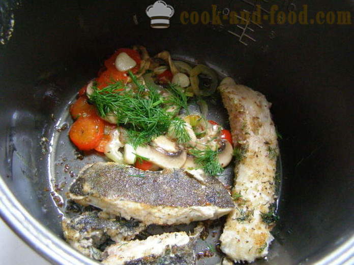 Paistettu kampela multivarka vihanneksia ja sieniä - molemmat maukas kokki kampela multivarka, askel askeleelta resepti kuvat