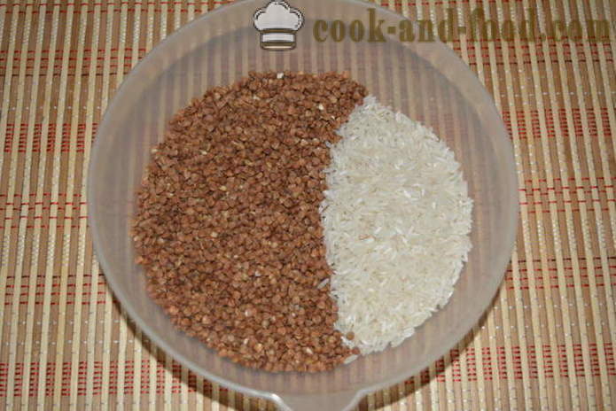Tattari, riisiä ja lihaa multivarka - miten hautua riisi tattari multivarka, askel askeleelta resepti kuvat