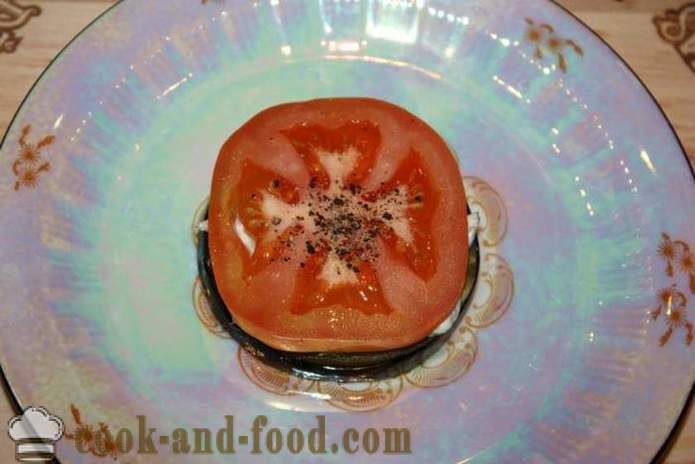 Kylmä alkupala munakoisoa tomaatit ja mozzarella - miten ruokaa alkupala munakoisoa on juhlapöydän, askel askeleelta resepti kuvat