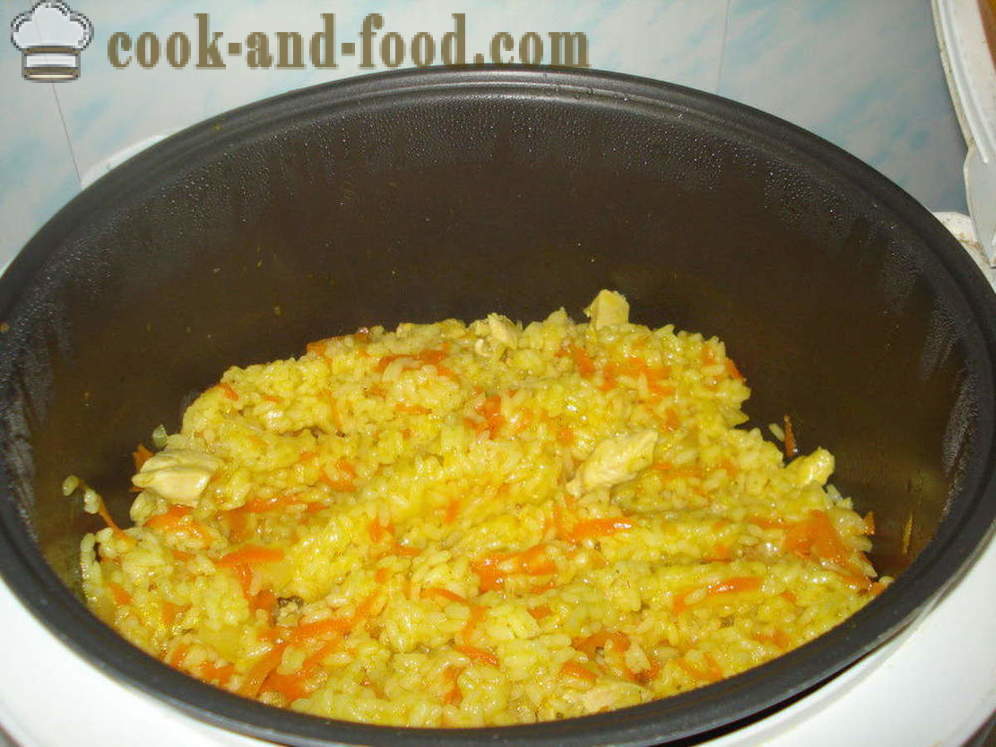Pilaf kanssa kanaa multivarka - miten ruokaa risotto kana multivarka, askel askeleelta resepti kuvat