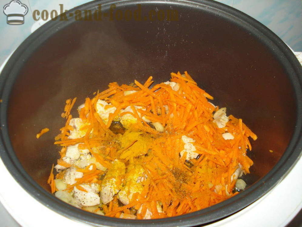 Pilaf kanssa kanaa multivarka - miten ruokaa risotto kana multivarka, askel askeleelta resepti kuvat