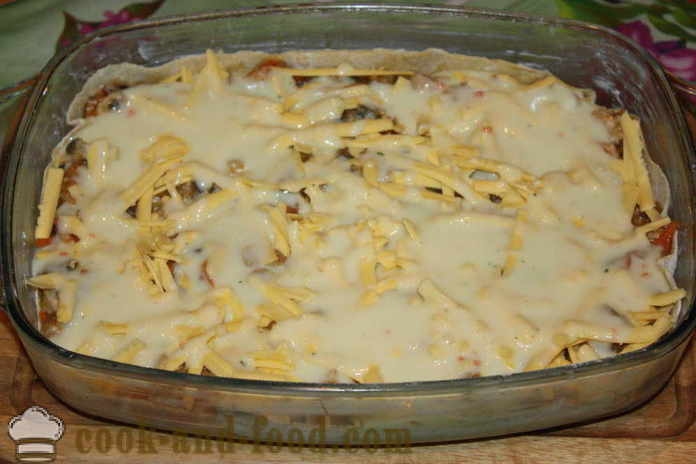 Lasagne kanalla ja munakoisoa - miten ruokaa lasagnea kanaa ja munakoisoa, askel askeleelta resepti kuvat