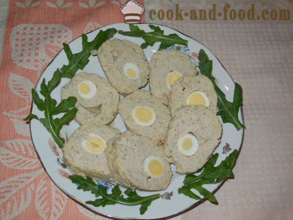 Höyry liha rulla viiriäisen munia - miten ruokaa lihamureke munia pari, jossa askel askeleelta resepti kuvat