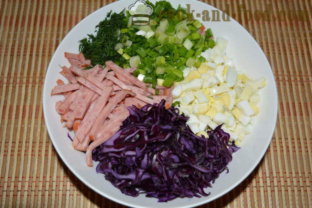 Yksinkertainen salaattia punakaalia majoneesi - miten valmistautua salaatti punakaali, askel askeleelta resepti kuvat