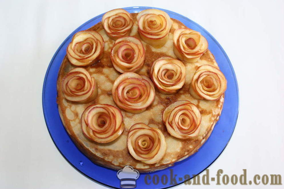 Pannukakku kakku tuorejuusto ja omena ruusut - miten tehdä pannukakku kakku rahka, askel askeleelta resepti kuvat