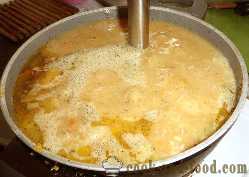 Kurpitsakeitto kerma ja liha - miten ruokaa herkullinen kurpitsan keitto kerma, jossa askel askeleelta resepti kuvat