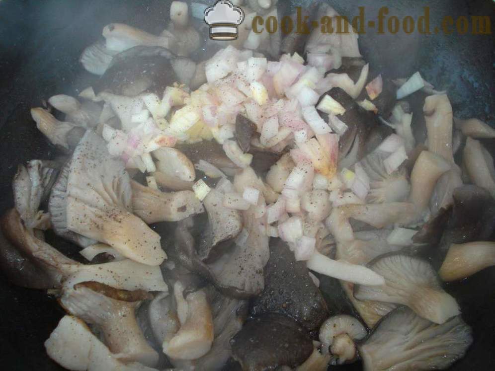Osterivinokkaat paistettua sipulia ja mausteita - miten ruokaa paistettuja osterivinokkaat, askel askeleelta resepti kuvat