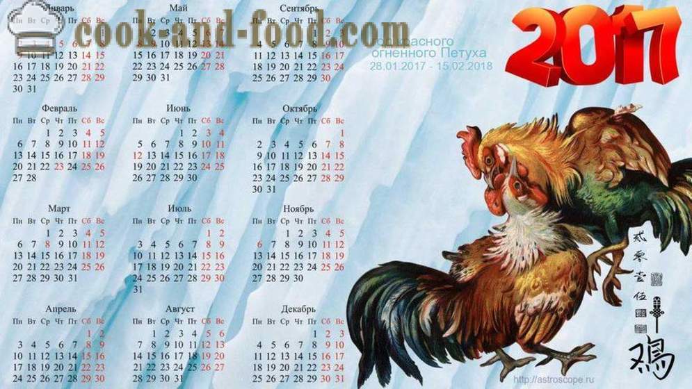 Kalenteri 2017 vuotta Kukko: ladata ilmaiseksi joulukalenteri kanssa kukot