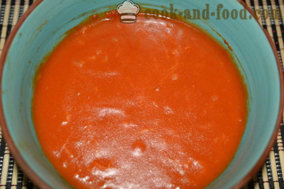 Pika-kastike kastike tomaattipyrettä mikroaaltouunissa - miten ruokaa tomaattikastiketta, kastike mikroaaltouunissa, askel askeleelta resepti kuvat