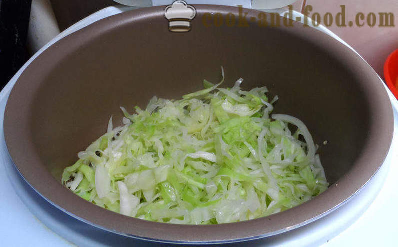Laiska kaalikääryleet kaalia, riisiä ja lihaa - miten laiska kaali rullina multivarka, askel askeleelta resepti kuvat