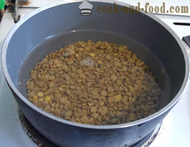 Kurpitsa ja linssikeitosta - miten ruokaa keittoa ruskeita linssejä, askel askeleelta resepti kuvat