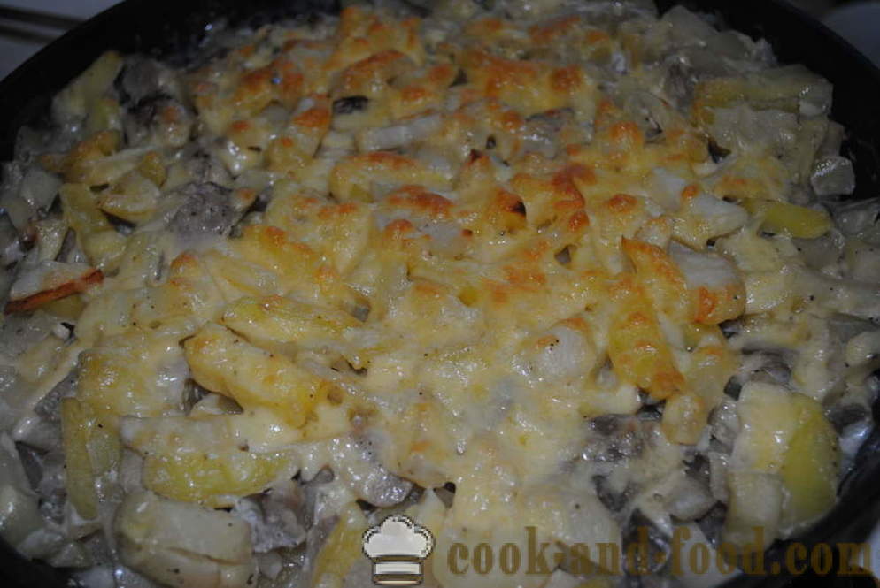 Uuniperuna juusto ja sieniä - molemmat maukas uuniperunat uunissa, jossa askel askeleelta resepti kuvat