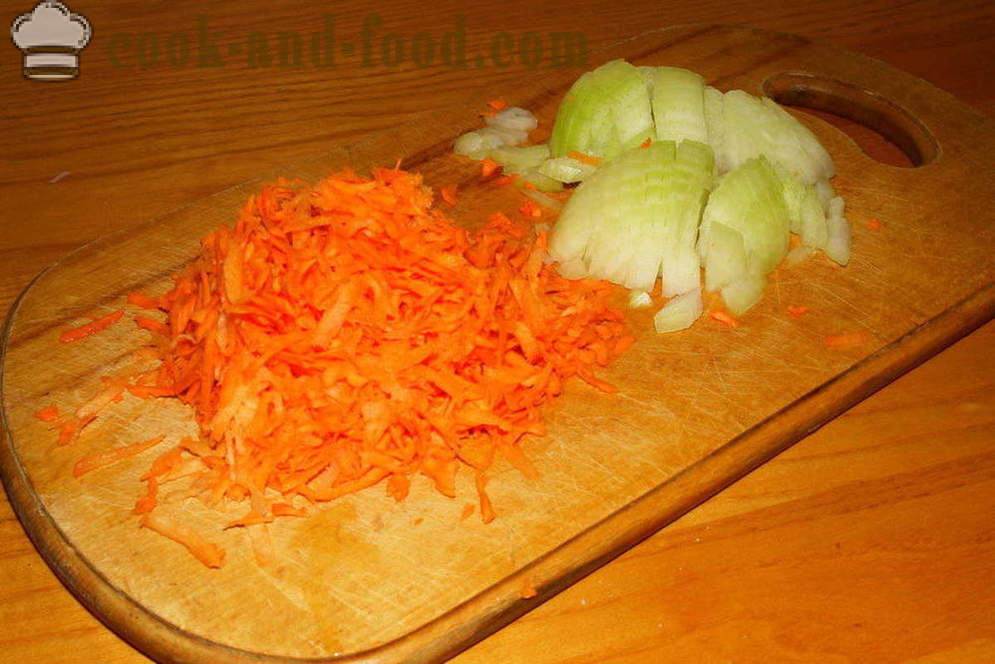 Ruokavalion täytetyt paprikat paistetaan uunissa - miten ruokaa täytetyt paprikat lihaa ja riisiä, jossa askel askeleelta resepti kuvat