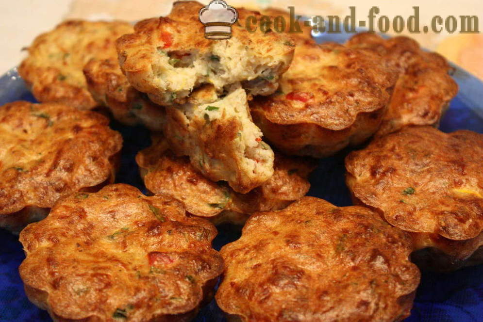 Muffinit kesäkurpitsaa juusto uunissa - miten ruokaa kesäkurpitsa muffinsseja, askel askeleelta resepti kuvat
